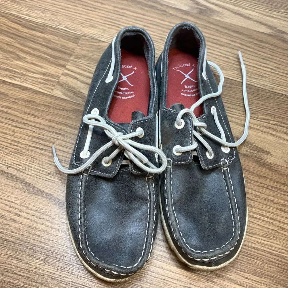 Twisted X Women’s Leather‎ Driving Mocs Boat Shoes Gray Size 7.5M WDM0004
